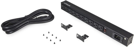 10 Outlet Rack Mount Power Strip 125V/16 Amp - 1U Horizontal 19" Rackmount PDU - NEMA 5-20P Input - 10X NEMA 5-15/20R Outlets - Rack Mount PDU - UL Listed - 8Ft Power Cord (RKPW101920)
