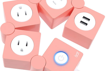 Flexible Power Strip - 3 AC Outlets and 2 USB Charging Ports with Pink Extension Cord, Power Strips with Surge Protection, Decorative Surge Protector Outlet Extender for Home, Office, and More