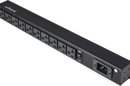 10 Outlet Rack Mount Power Strip 125V/16 Amp - 1U Horizontal 19" Rackmount PDU - NEMA 5-20P Input - 10X NEMA 5-15/20R Outlets - Rack Mount PDU - UL Listed - 8Ft Power Cord (RKPW101920)