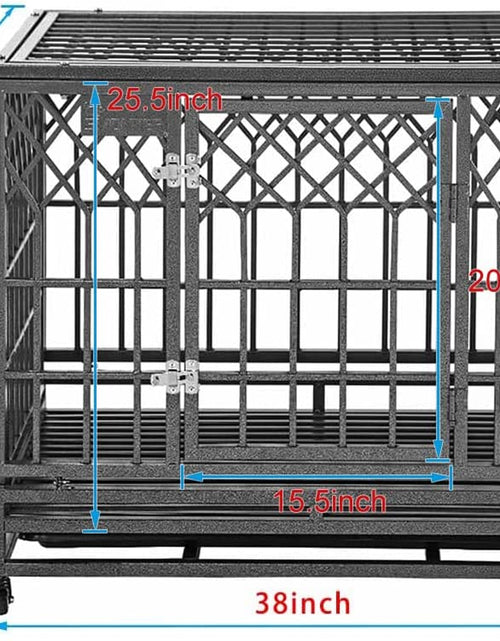 Load image into Gallery viewer, Heavy Duty Dog Crate Strong Metal Pet Kennel Playpen with Two Prevent Escape Lock, Large Dogs Cage with Wheels, Y Shape, Dark Silver … …
