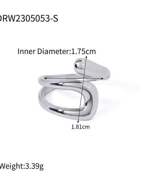 Load image into Gallery viewer, Uworld Stainless Steel Geometric Hollow Layered Wide Ring Metal Texture Waterproof Daily Simple Stylish Golden Jewelry for Women
