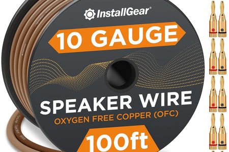 12 Gauge Speaker Wire with 12 Banana Plugs (100Ft) - 12 AWG Speaker Wire Speaker Cable 99.9% | Oxygen-Free Copper - True Spec and Touch Cable | Speaker Wire 12 Gauge | Outdoor Speaker Wire