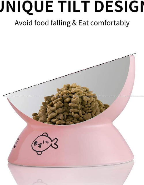 Load image into Gallery viewer, Raised Cat Bowl for Dry Wet Cat Food, Ceramic Elevated Pet Bowl Cat Dish, Protect Cat'S Spine, Stress Free, Slanted Design for Cat Easy Eating, 10 Oz, Dishwasher Safe (Pink)
