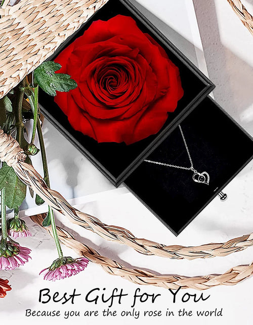 Load image into Gallery viewer, Preserved Red Real Rose with I Love You Necklace in 100 Languages -Eternal Flowers Rose Gifts for Mom Wife Girlfriend Her on Christmas Valentines Day Mother'Sday Anniversary Birthday Gifts for Women
