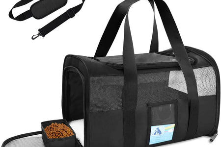 Pet Carrier Airline Approved, Cat Carriers for Medium Cats Small Cats, Soft Dog Carriers for Small Dogs Medium Dogs, TSA Approved Pet Carrier for Cats Dogs of 15 Lbs, Puppy Carrier,Black