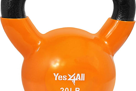 Vinyl Coated Kettlebell with Protective Rubber Base, Strength Training Kettlebells for Weightlifting, Conditioning, Strength & Core Training