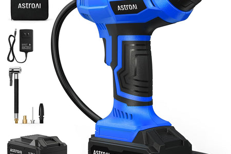 C2 Cordless Tire Inflator Air Compressor 20V Rechargeable Battery Powered 160PSI Portable Handheld Air Pump with 12V Car Power Adapter Digital Pressure Gauge for Cars Motorcycles Blue