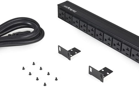 10 Outlet Rack Mount Power Strip 125V/16 Amp - 1U Horizontal 19" Rackmount PDU - NEMA 5-20P Input - 10X NEMA 5-15/20R Outlets - Rack Mount PDU - UL Listed - 8Ft Power Cord (RKPW101920)