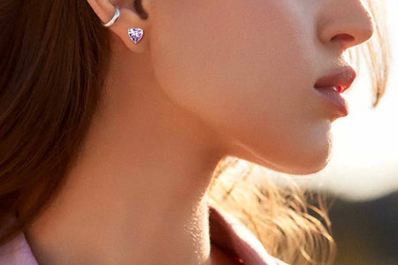 Silver Earrings for Women 925 Sterling Silver Heart Birthstone Stud Earrings Birthday Jewelry Gift