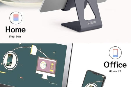 Cell Phone Stand Desk Phone Holder - Aluminum Mobile Phone Cradle Dock for Iphone 15 14 13 12 Pro 11 X Xs Max 8 7 6 6S plus SE 5 Samsung All Smart Phones, Dark Gray